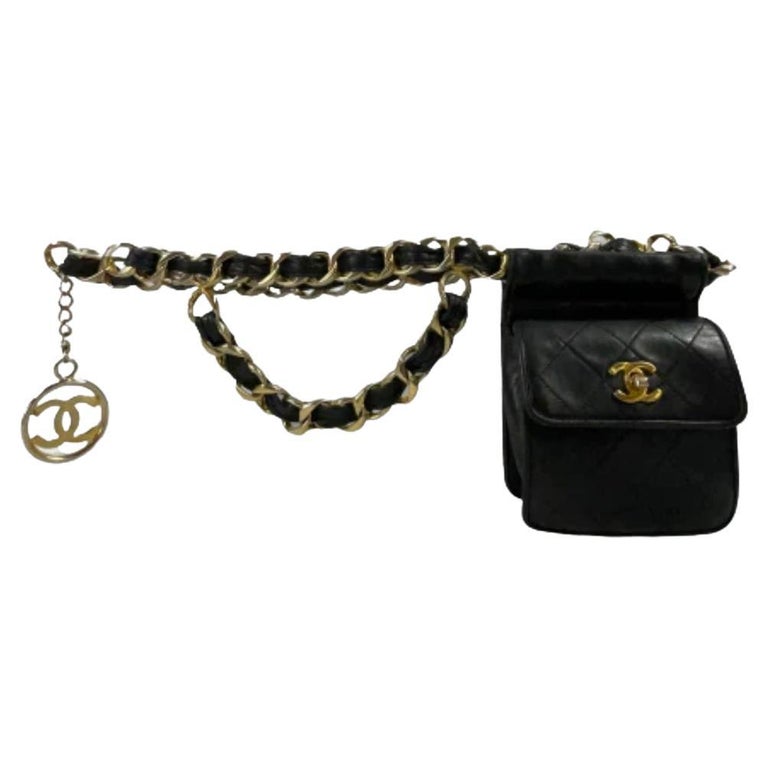 Chanel Vintage Leather Trimmed Chain Waist Belt