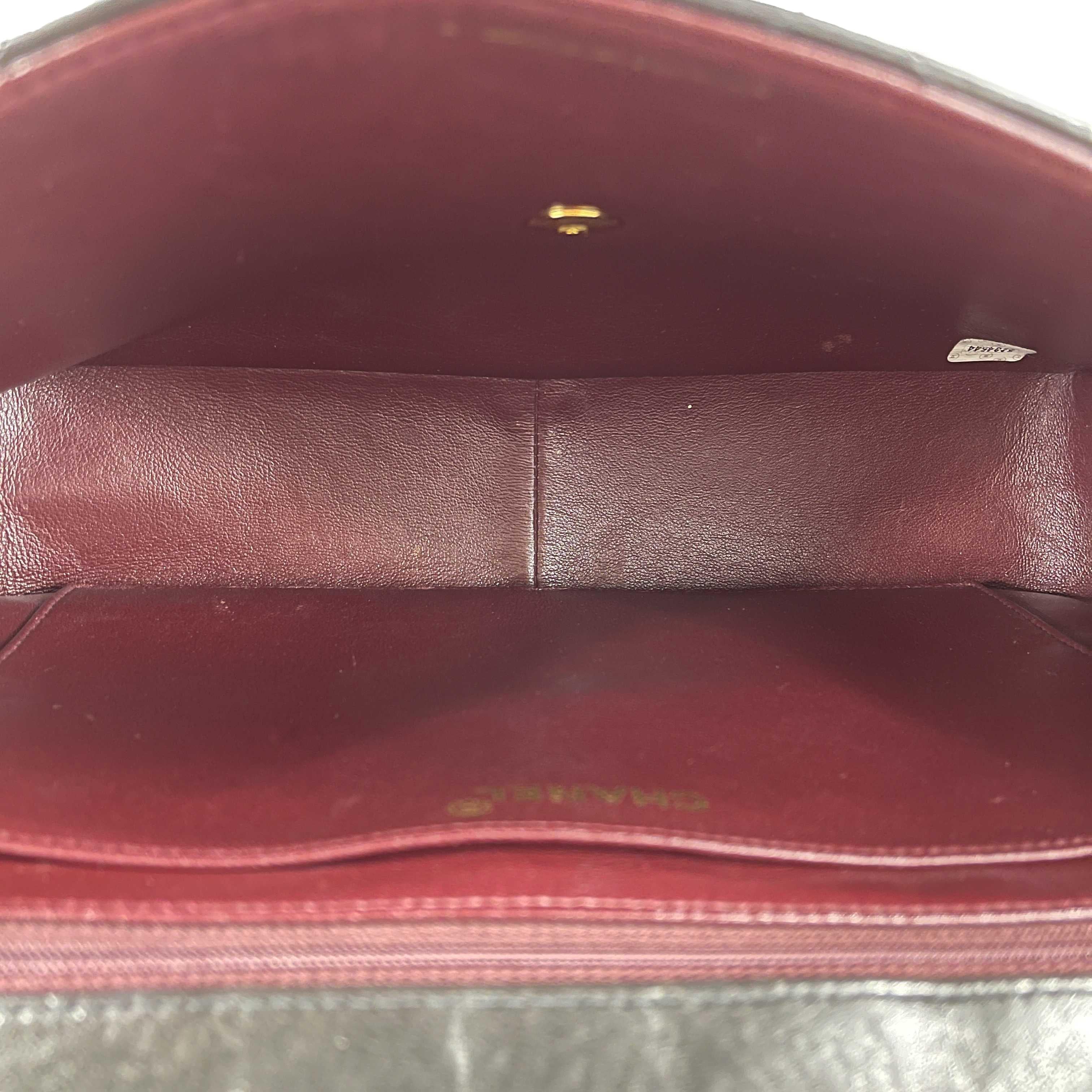 CHANEL - VTG Jumbo Flap 24k Gold Plated Lambskin Single Flap CC Shoulder Bag 1