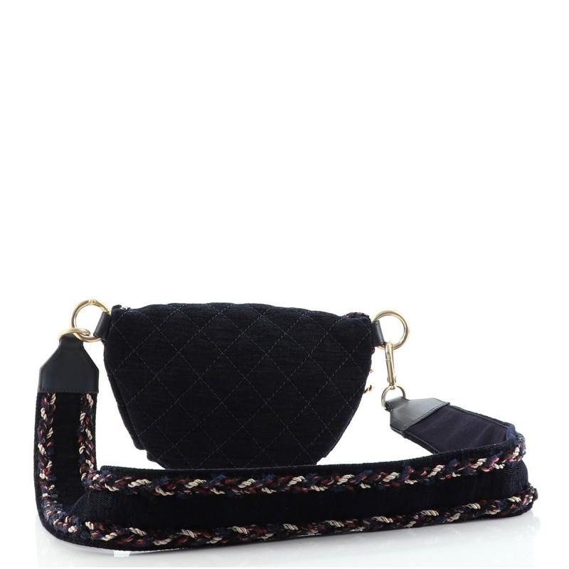 Black Chanel Waist Bag Quilted Denim and Tweed