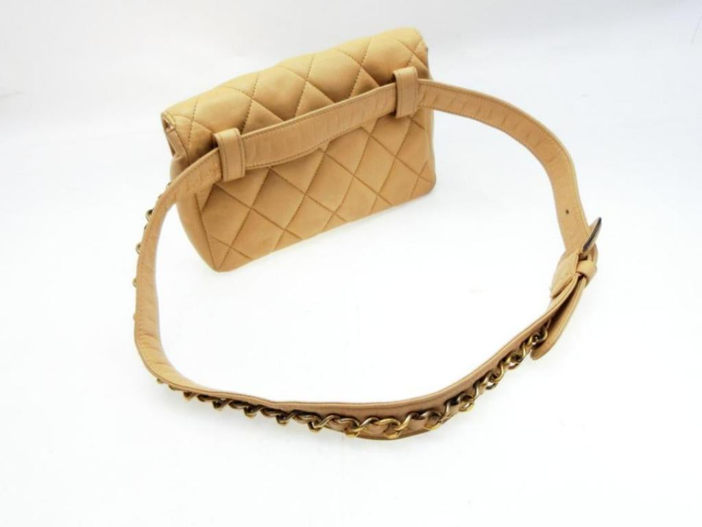 Women's Chanel Waist Bag Quilted Fanny Pack 231225 Beige Leather Cross Body Bag For Sale
