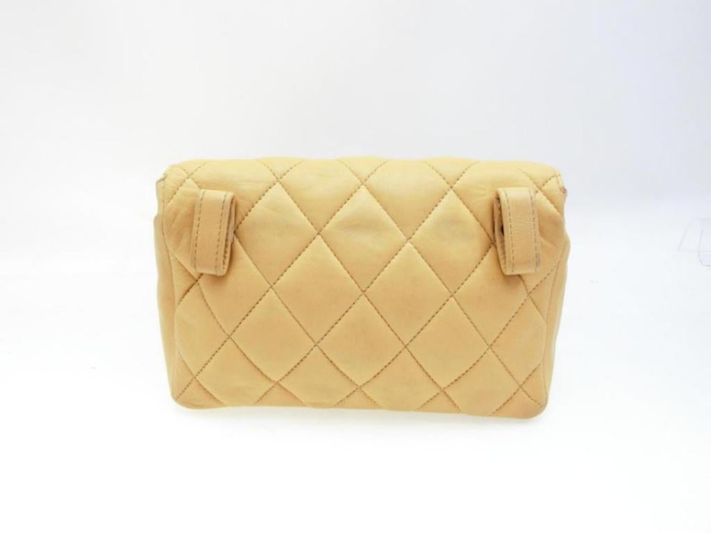 Chanel Waist Bag Quilted Fanny Pack 231225 Beige Leather Cross Body Bag For Sale 3