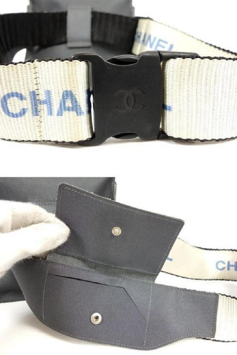 Chanel Chanel Gürtel Gürtel Sport Logo 233977 Graue Nylon Umhängetasche im Angebot 6