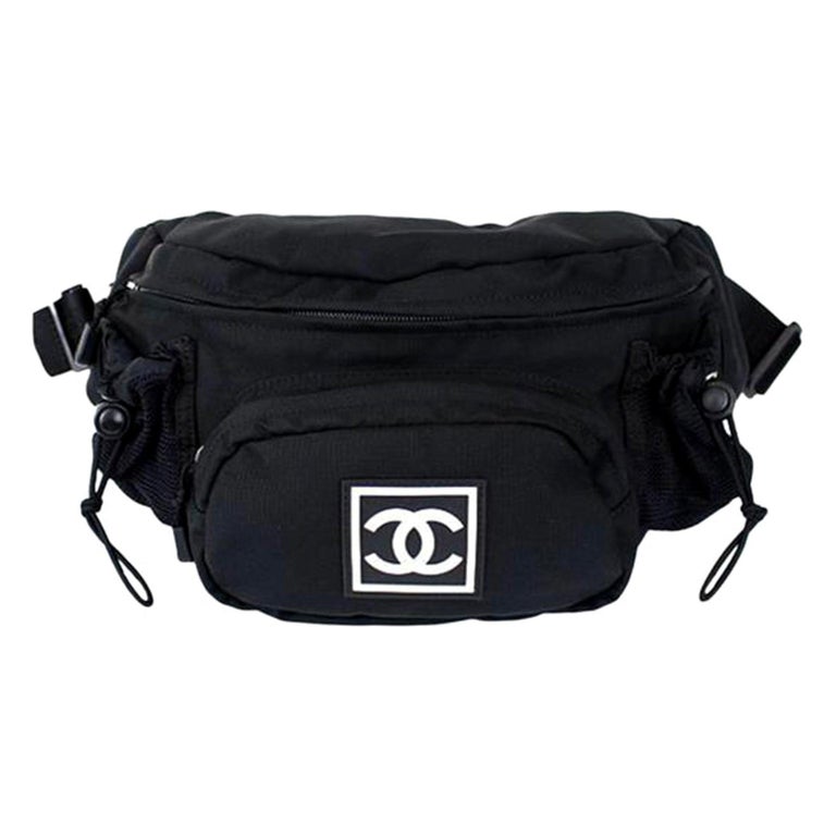 Used] CHANEL Sports Line Mesh Pocket Waist Bag Body Bag Canvas