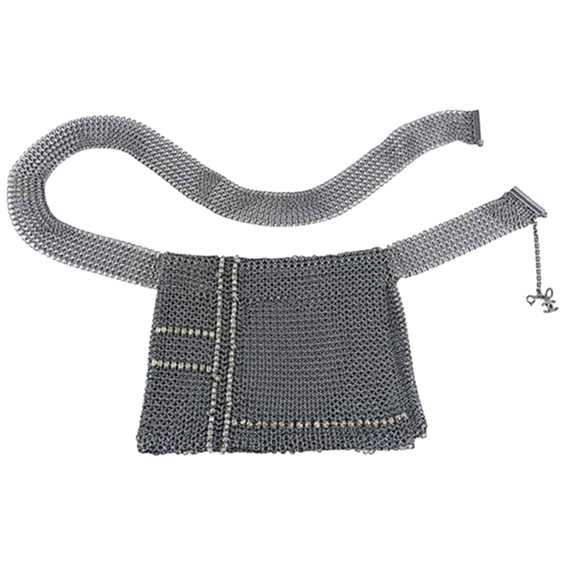 Chanel Waist Vintage 1999 Spring Mesh Belt Bum Fanny Pack Cross Body Chain Bag