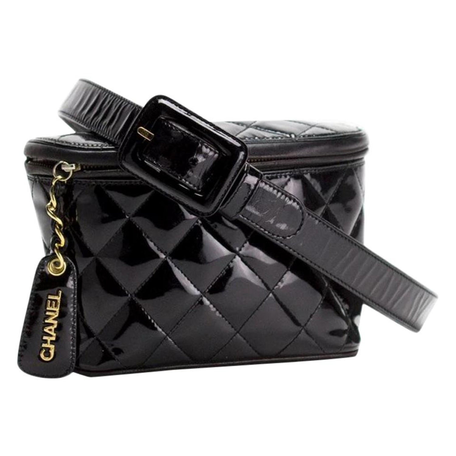 Chanel Waist Vintage Rare 1994 Belt Bum Fanny Pack Black Patent Leather Bag