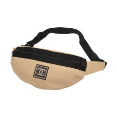Chanel Waist XL Sport Fanny Pack Banana Beige Nylon Cross Body Bag