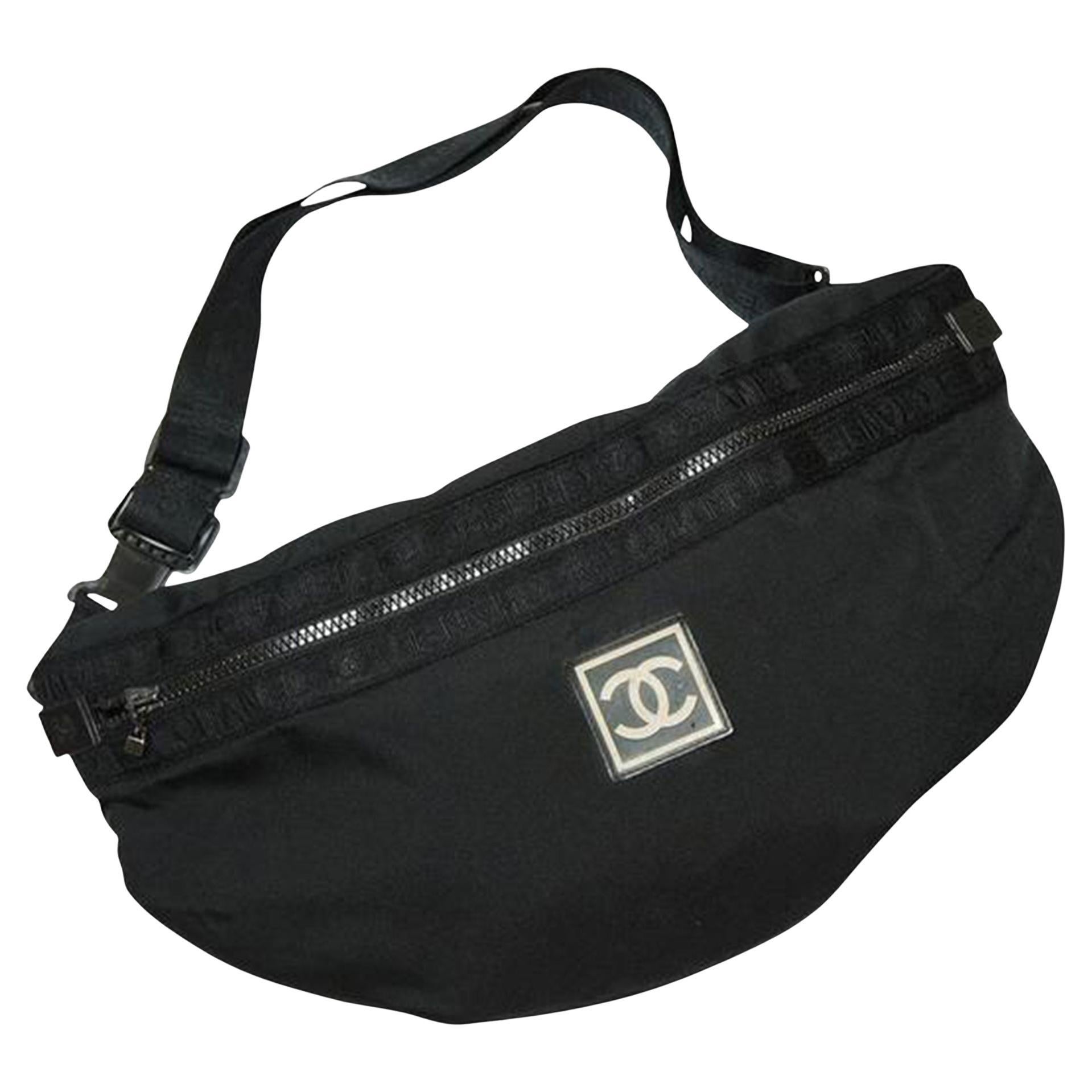 Chanel Waist XL Sport Fanny Pack Banana Beige Nylon Cross Body Bag