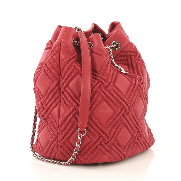 Chanel Walk Of Fame Drawstring Bucket Bag Stitched Lambskin Small at