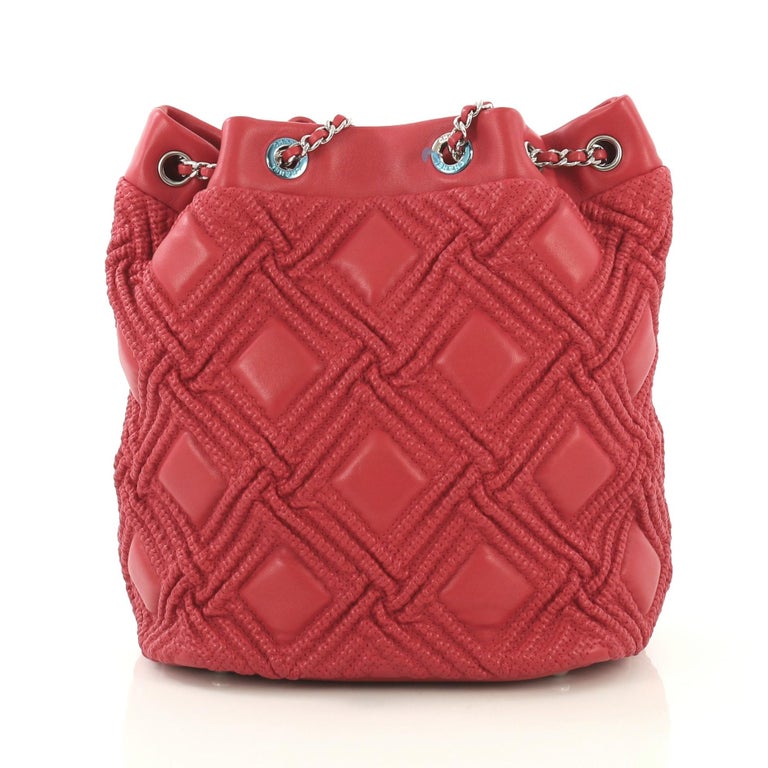 Chanel Walk Of Fame Drawstring Bucket Bag Stitched Lambskin Small at