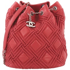 Chanel Walk Of Fame Drawstring Bucket Bag Stitched Lambskin Small 