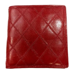 Vintage CHANEL Wallet in Red Quilted Lambskin Leather