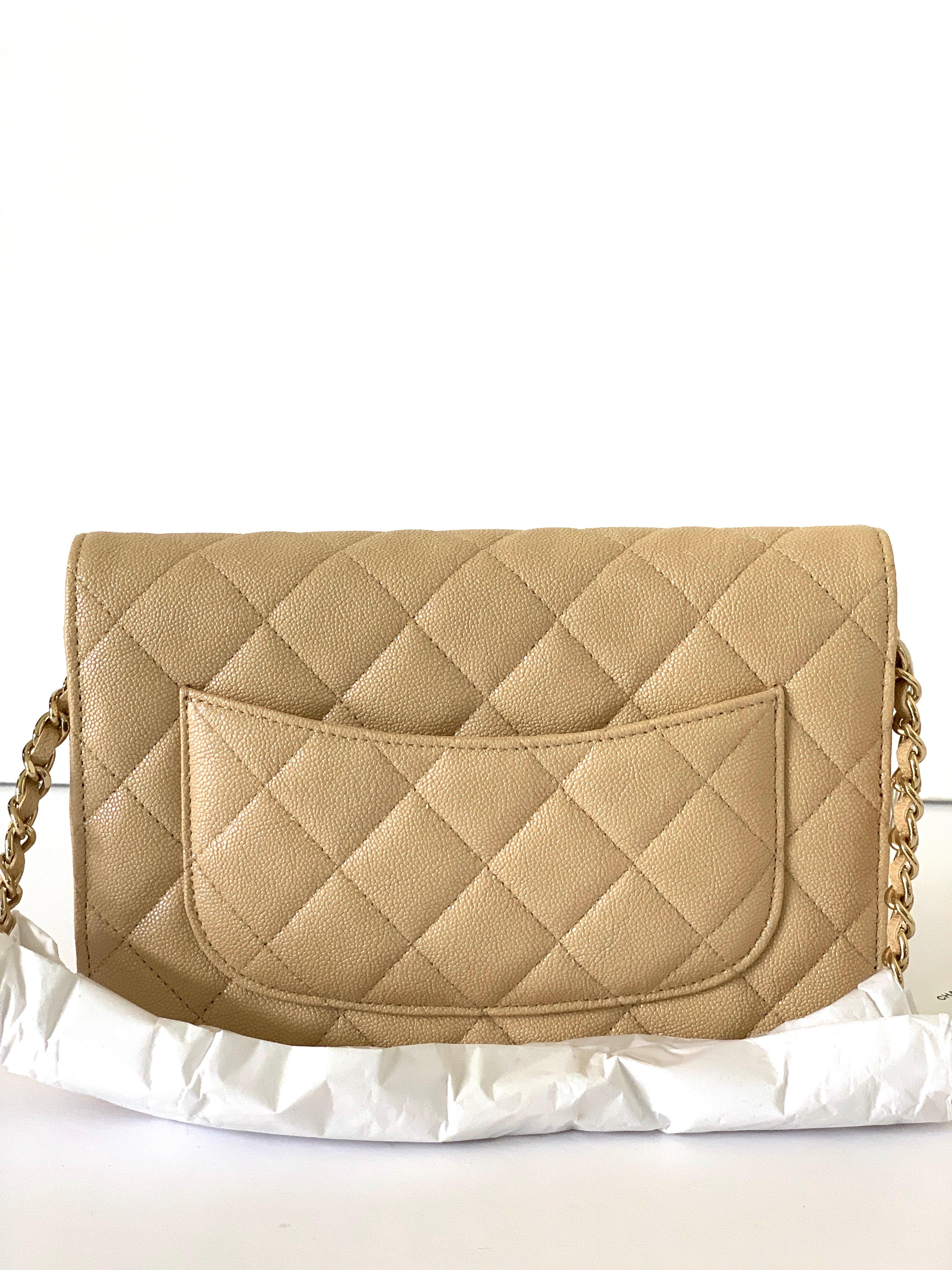 Wallet on Chain Bag
This piece is SOLDOUT!
Iridescent Beige Caviar with Gold
Doesnt get better than this!
CC is done in Gold

Wallet on Chain

This is a treasure!
Use for evening or during the day! So versatile



Comes with box, tag and