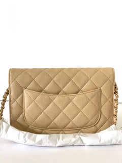 Chanel Wallet on Chain 19s Iridescent Pearly Pink Woc Beige Gold Caviar Cross Bo