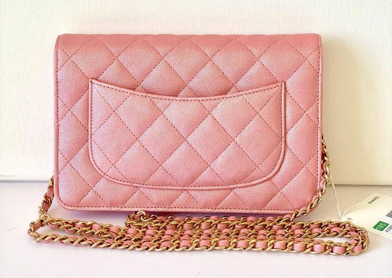 Chanel Wallet on Chain 19s Iridescent Pearly Pink Woc Caviar Cross Bo