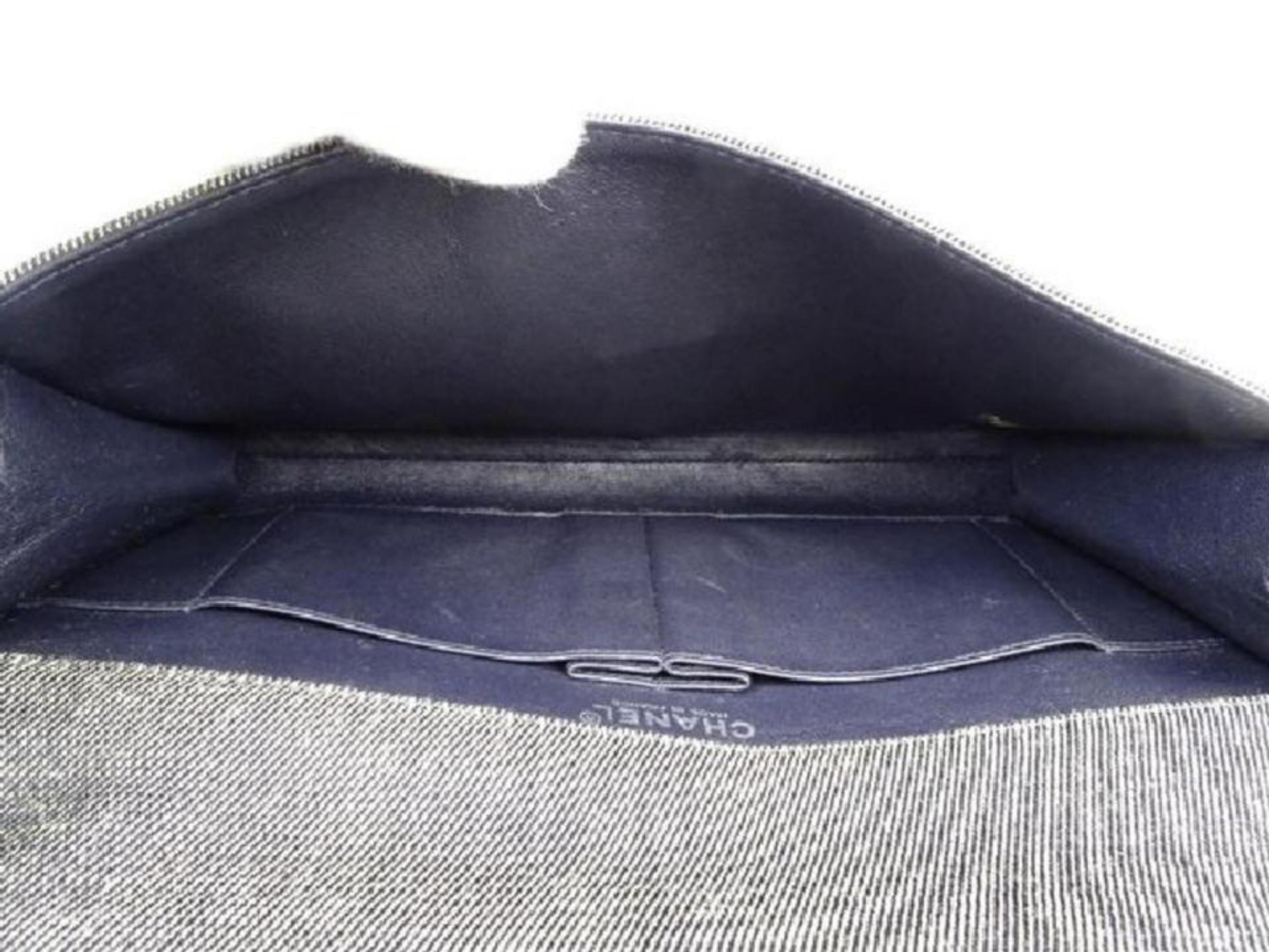 Chanel Wallet on Chain 210873 Grey Quilted Denim Shoulder Bag For Sale 7