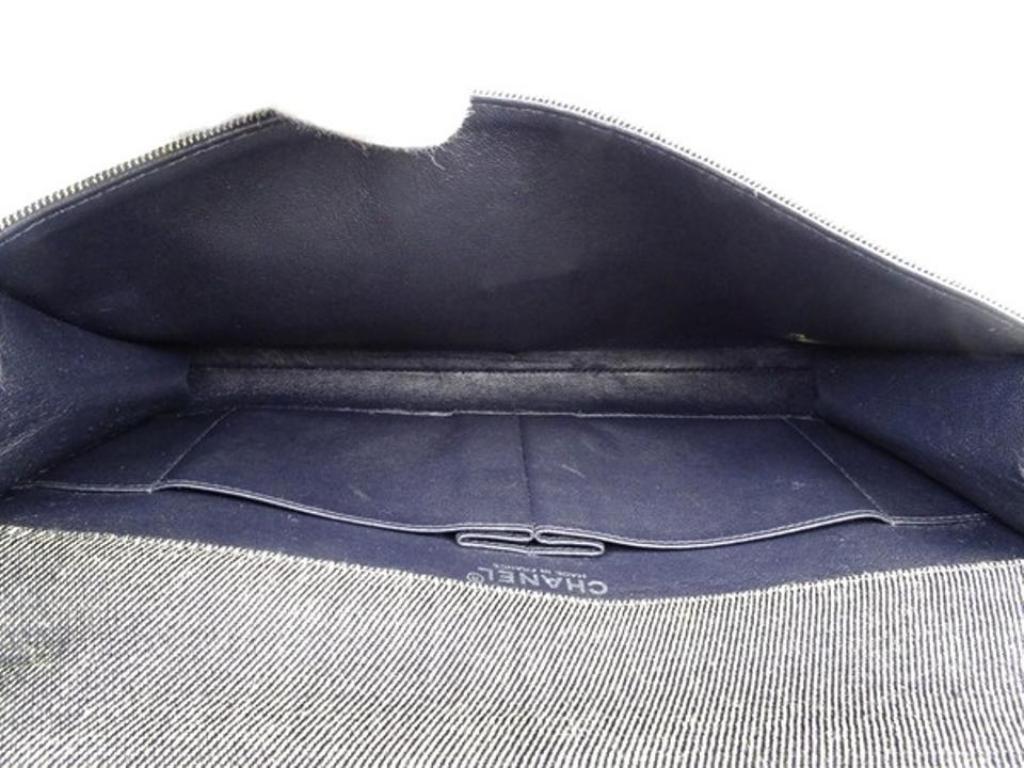 Chanel Wallet on Chain 210873 Grey Quilted Denim Shoulder Bag For Sale 1