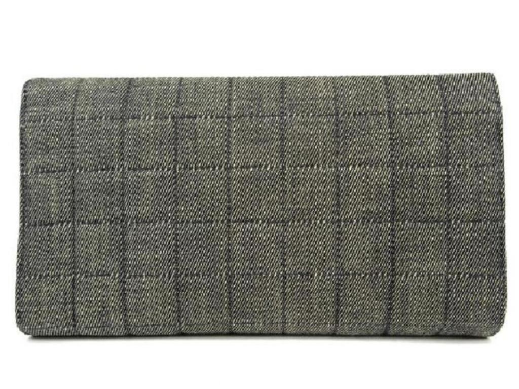 Chanel Wallet on Chain 210873 Grey Quilted Denim Shoulder Bag For Sale 2