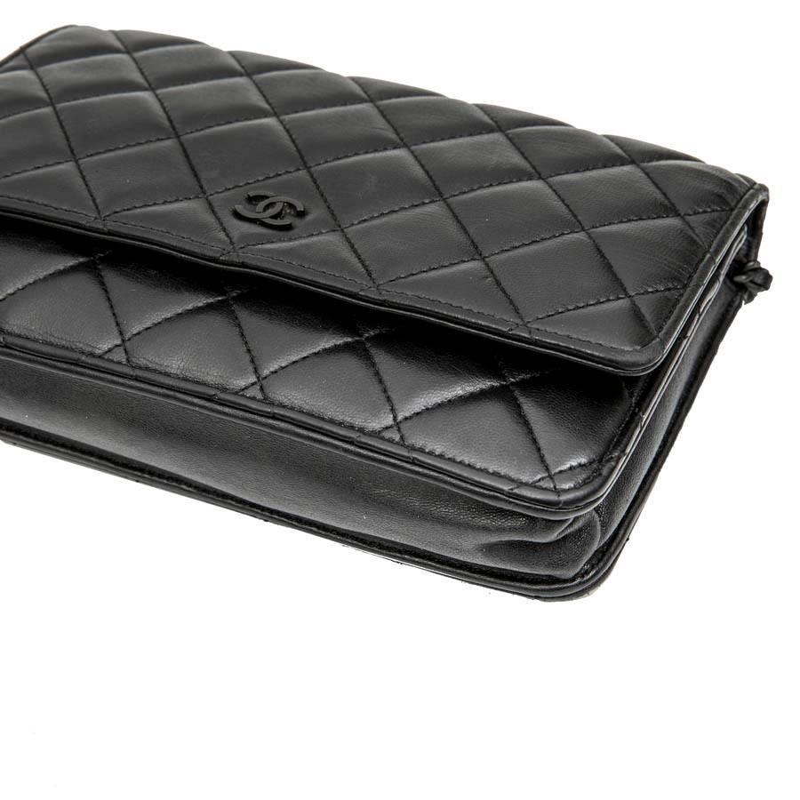 Women's CHANEL 'Wallet on Chain' All Black Bag in Black Quilted Smooth Leather