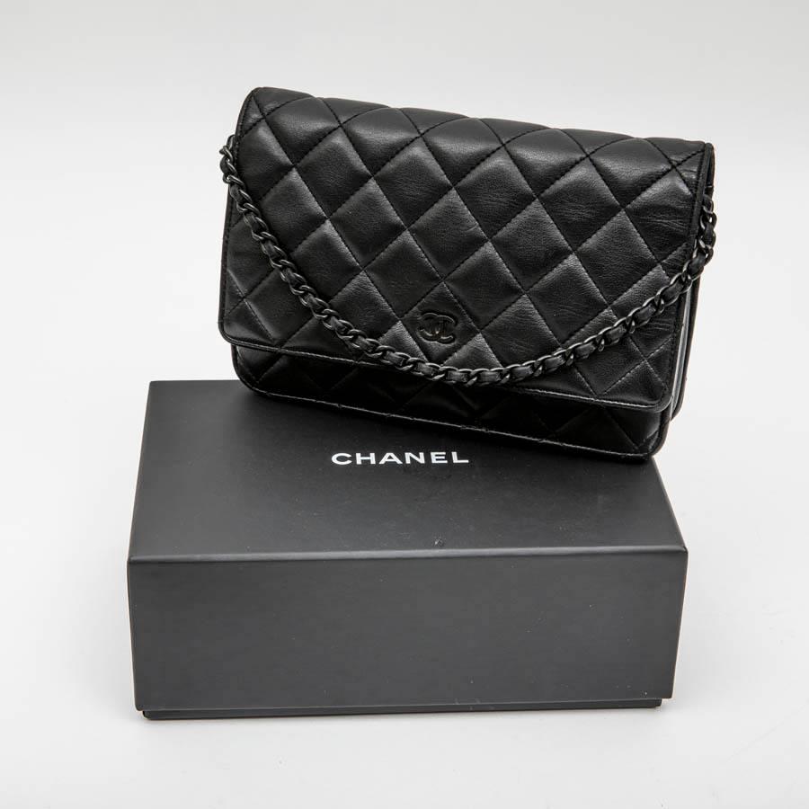 CHANEL 'Wallet on Chain' All Black Bag in Black Quilted Smooth Leather 2