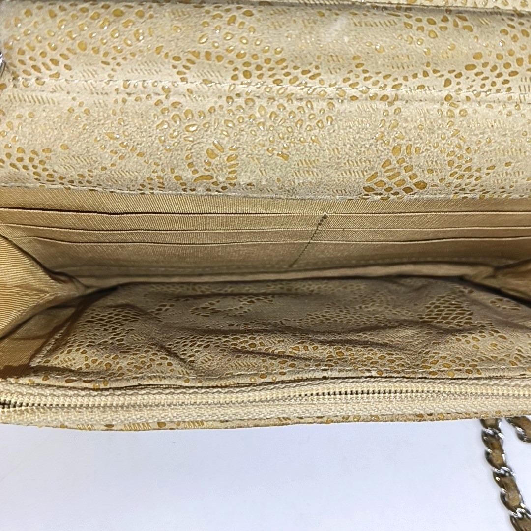 Women's Chanel Wallet on Chain Beige Suede Lace Over Effect, 2013-2014 For Sale