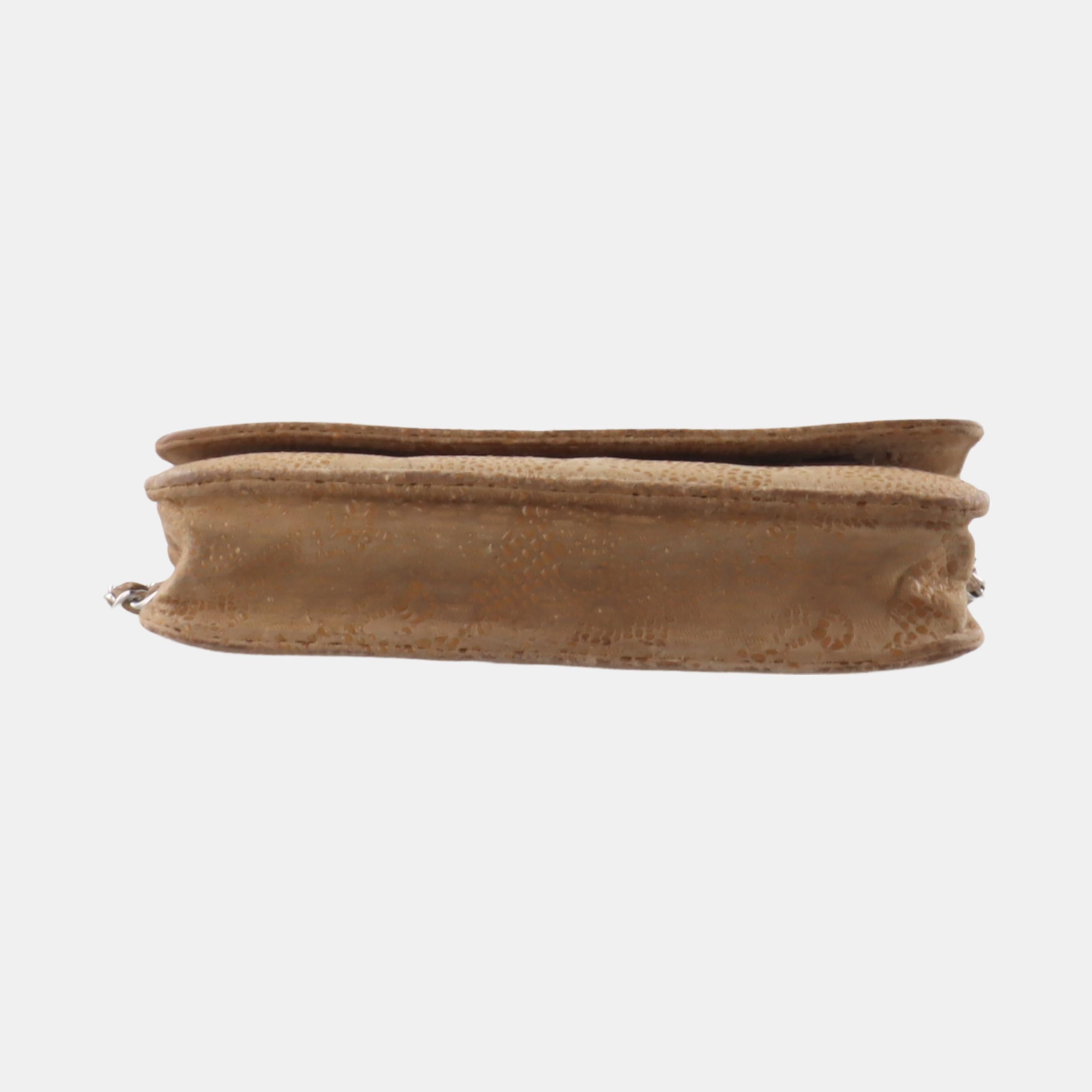 Chanel Wallet on Chain Beige Suede Lace Over Effect, 2013-2014 For Sale 1