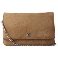 Chanel Wallet on Chain Beige Suede Lace Over Effect, 2013-2014