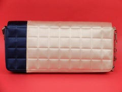 Chanel Wallet on Chain Bicolor Chocolate Bar 225015 Beige X Navy Quilted Satin S