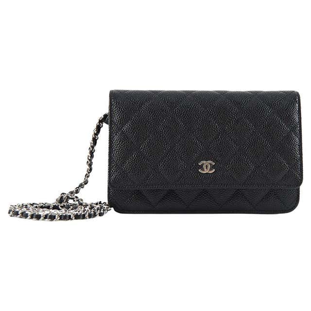 CHANEL WALLET ON CHAIN BLACK Caviar Leather with Silver-Tone Hardware ...