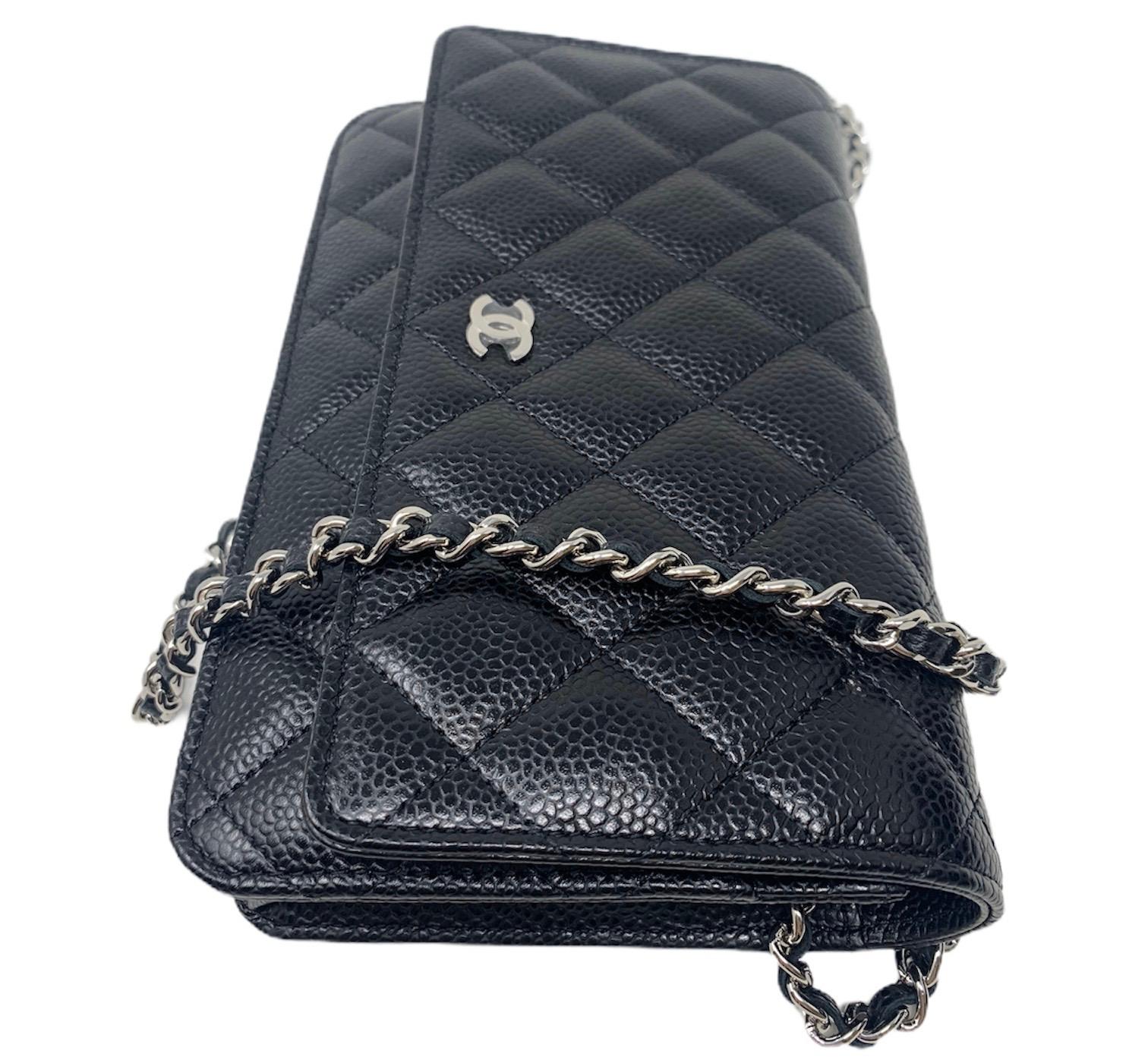 Chanel Wallet on Chain Black Quilted Caviar, 2019 In New Condition In Milan, IT