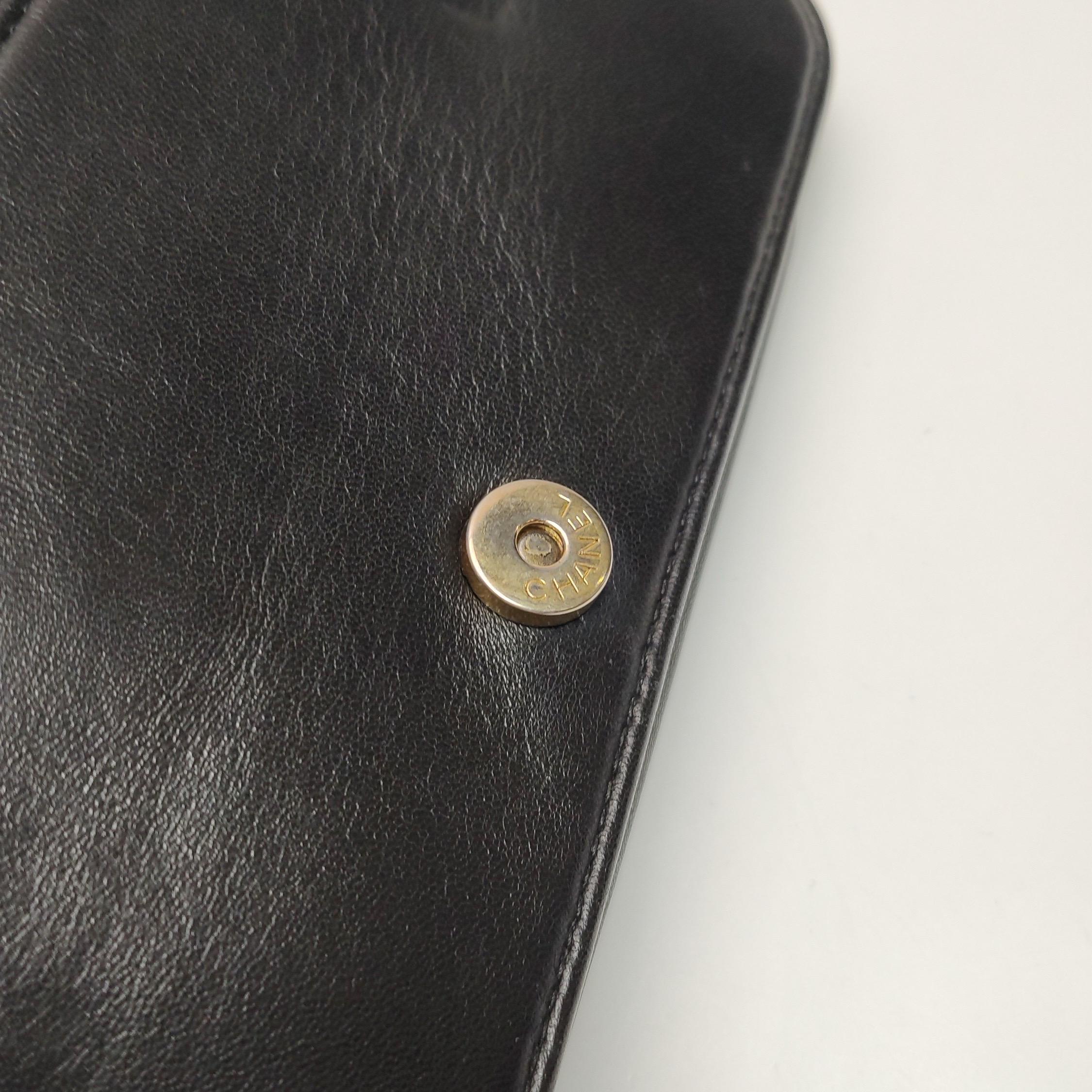 Chanel Wallet on Chain Boy Flap Black Lambskin Leather Gold Hardware For Sale 6