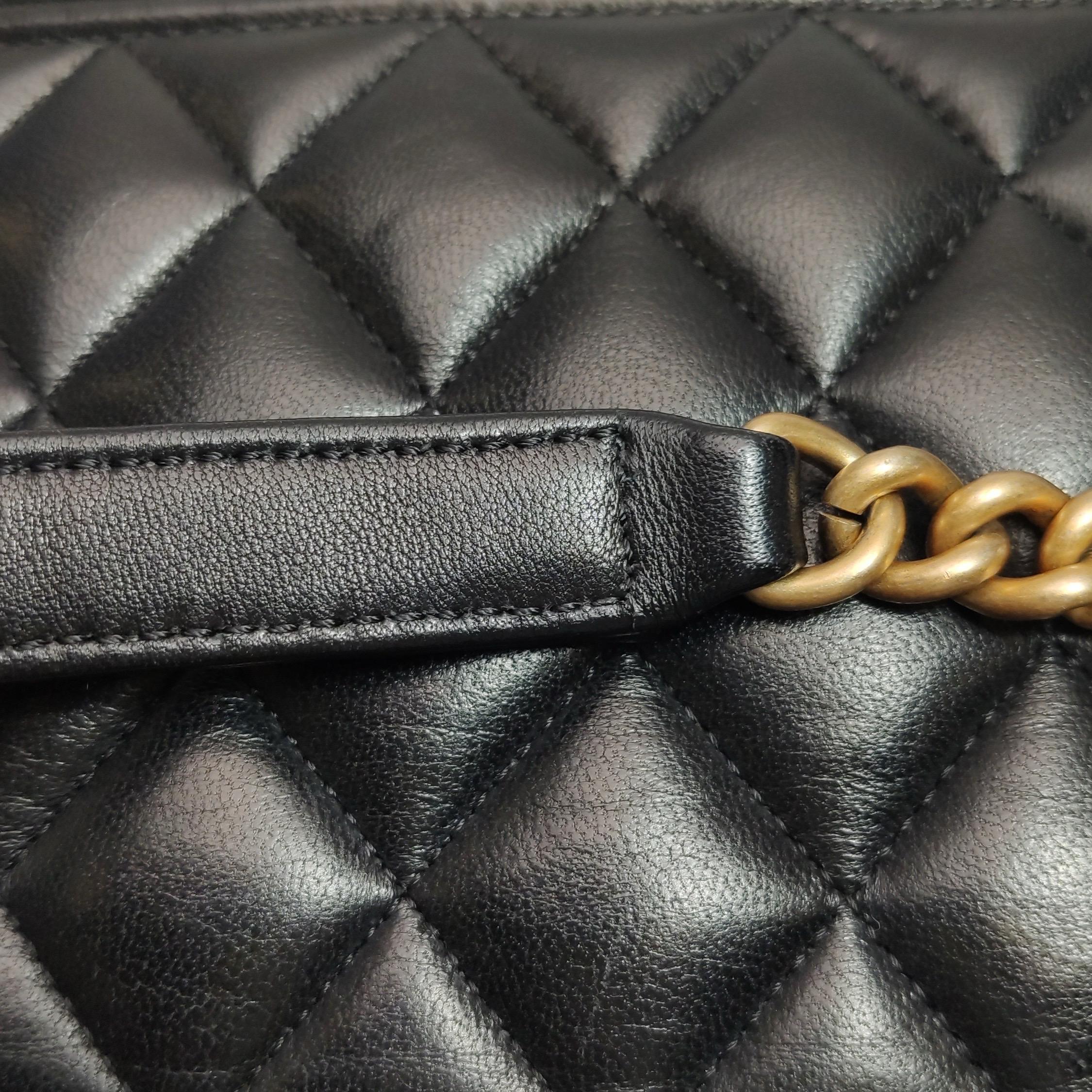 Chanel Wallet on Chain Boy Flap Black Lambskin Leather Gold Hardware For Sale 9