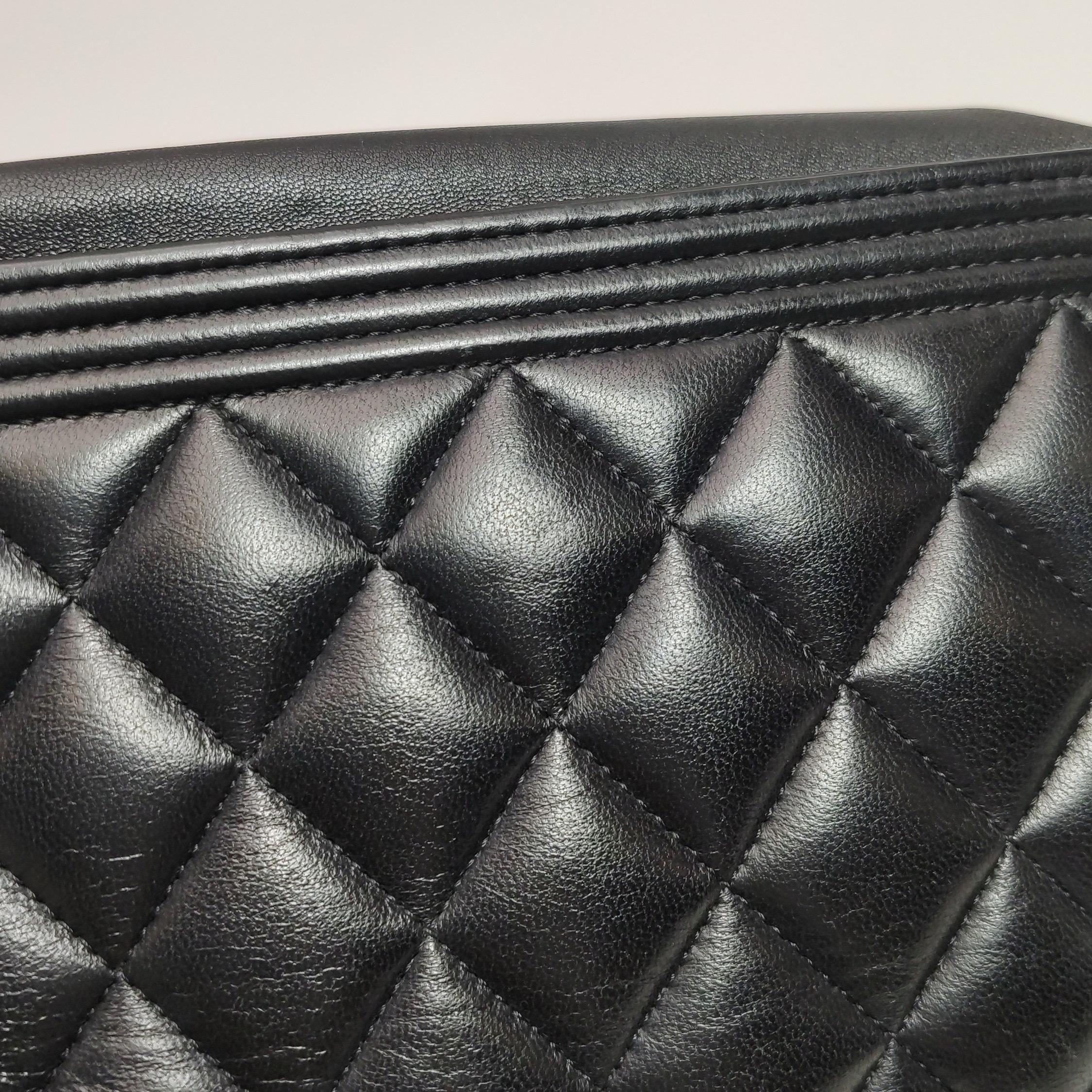 Chanel Wallet on Chain Boy Flap Black Lambskin Leather Gold Hardware For Sale 12