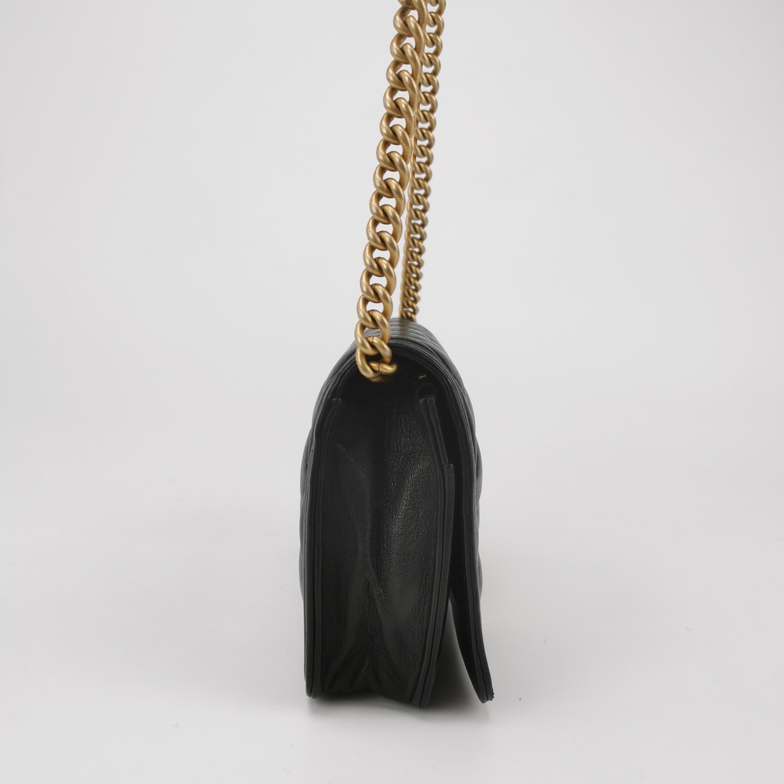 Chanel Wallet on Chain Boy Flap Black Lambskin Leather Gold Hardware For Sale 4