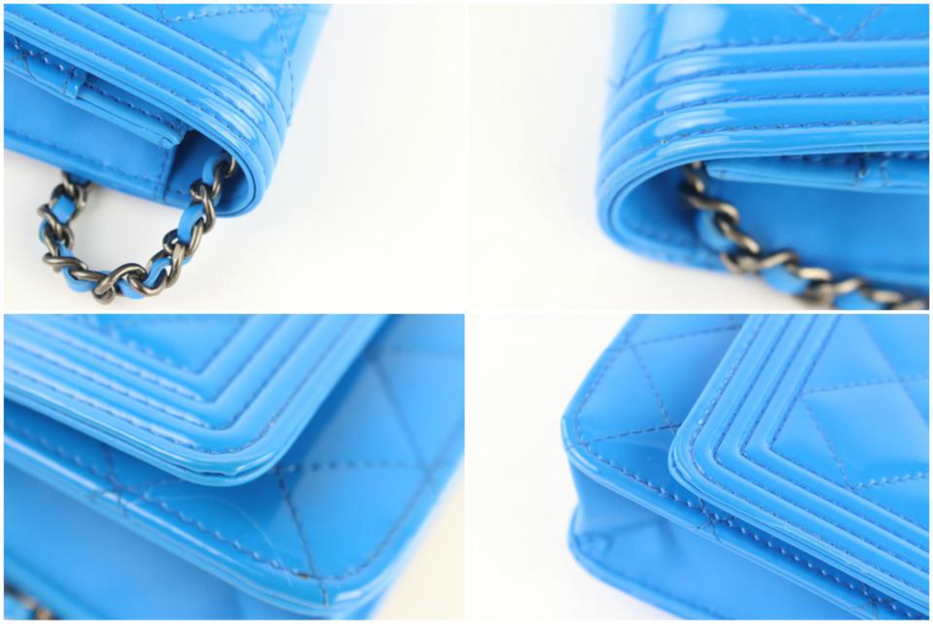 Chanel Wallet on Chain Boy Quilted Le Flap 11cz1211 Blue Leather Cross Body Bag For Sale 6