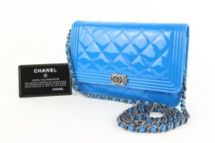 Chanel Wallet on Chain Boy Quilted Le Flap 11cz1211 Blue Leather Cross Body Bag