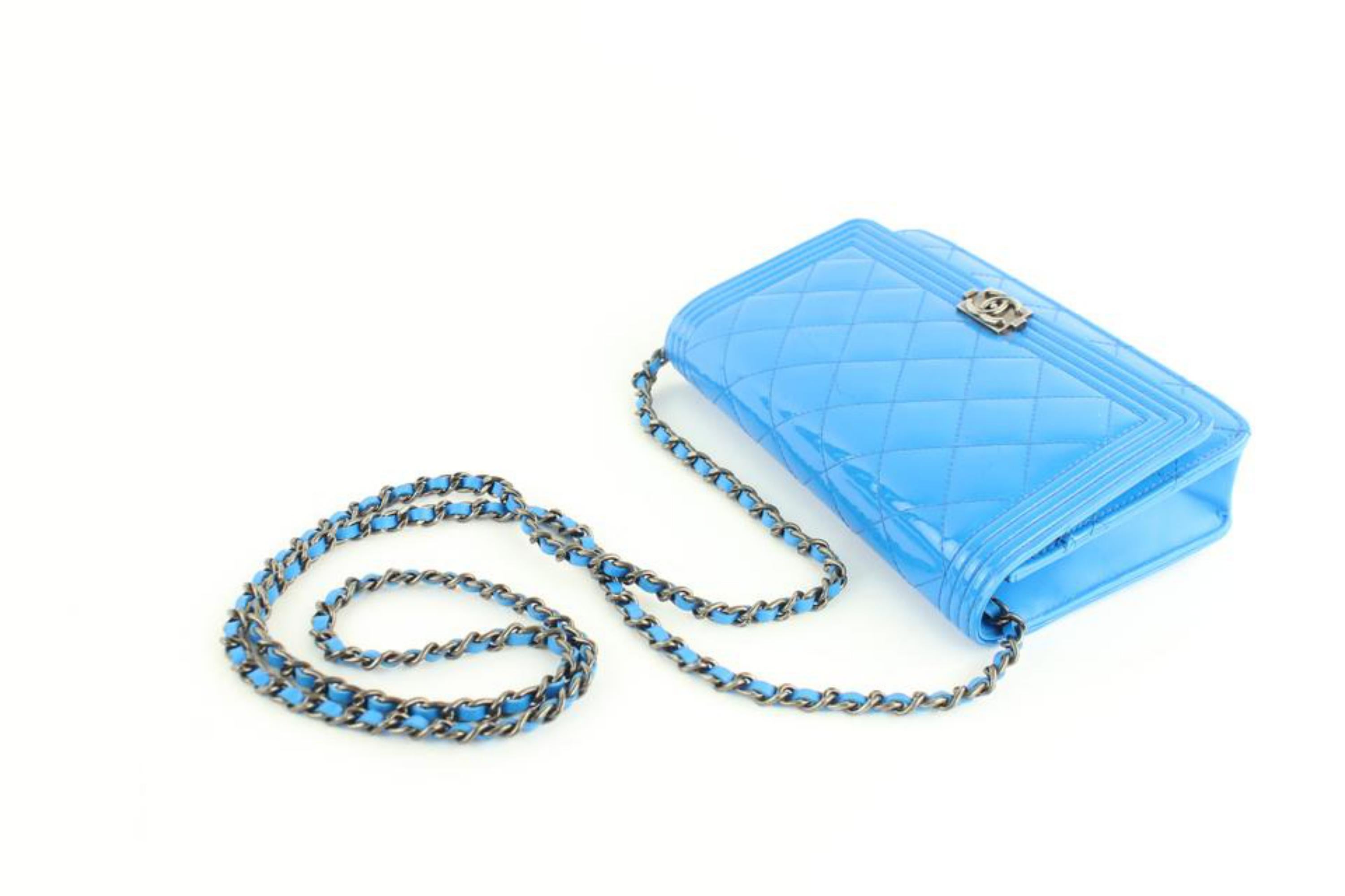 Chanel Wallet on Chain Boy Quilted Le Flap 11cz1211 Blue Leather Cross Body Bag For Sale 2