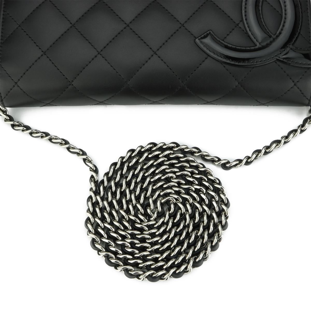 CHANEL Wallet On Chain Cambon Black Calfskin with Silver-Tone Hardware 2014 For Sale 6