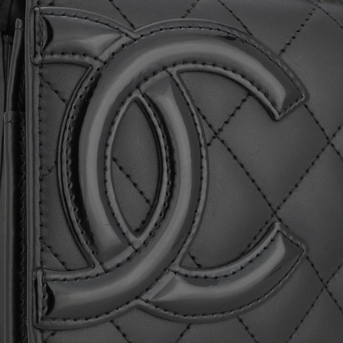 CHANEL Brieftasche an Kette Cambon aus schwarzem Kalbsleder mit silberfarbener Silberfarbener Hardware 2014 für Damen oder Herren im Angebot