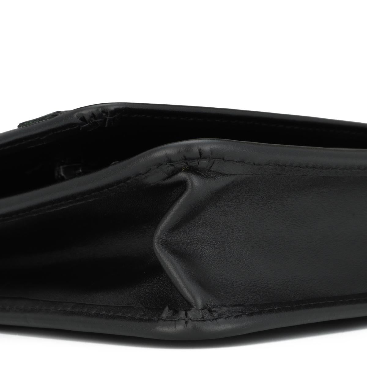 CHANEL Brieftasche an Kette Cambon aus schwarzem Kalbsleder mit silberfarbener Silberfarbener Hardware 2014 im Angebot 4