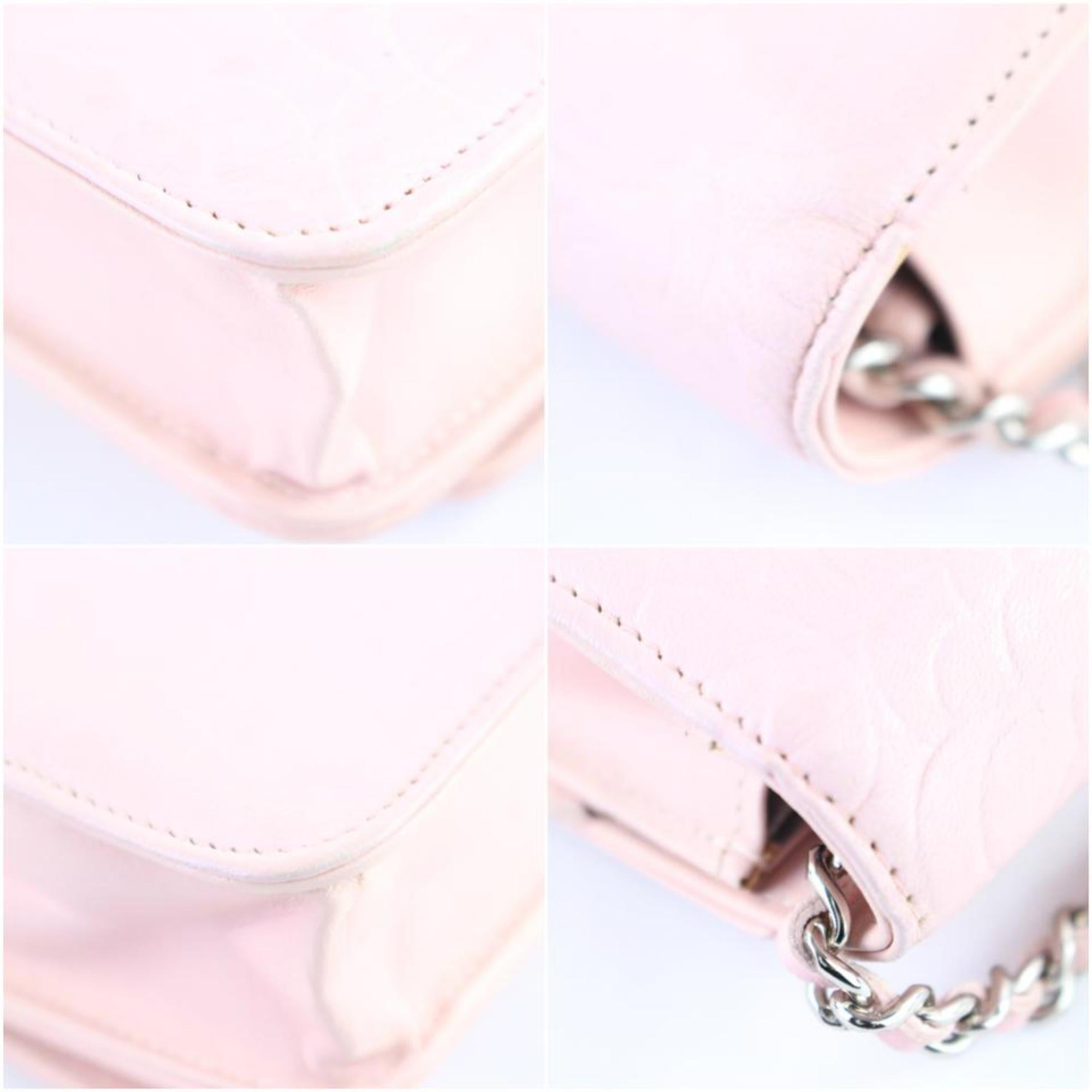 Chanel Wallet on Chain Camellia 3cr0108 Pink Leather Cross Body Bag For Sale 6