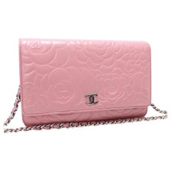 Vintage Chanel Wallet on Chain Camellia 3cr0108 Pink Leather Cross Body Bag