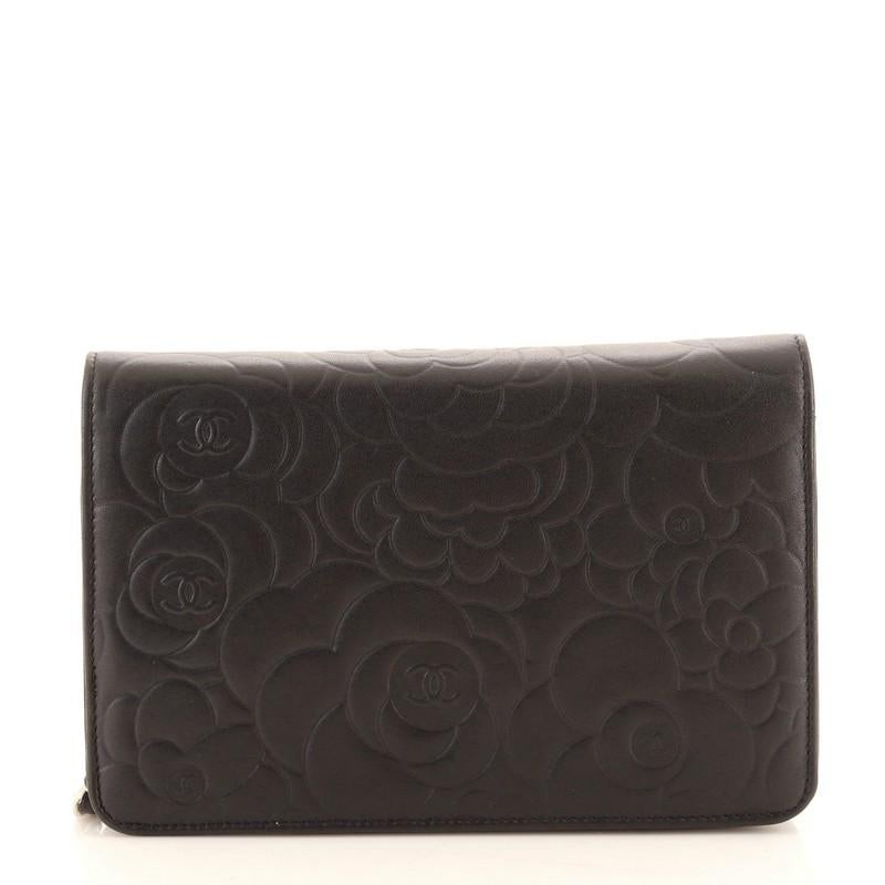 Black Chanel Wallet on Chain Camellia Lambskin