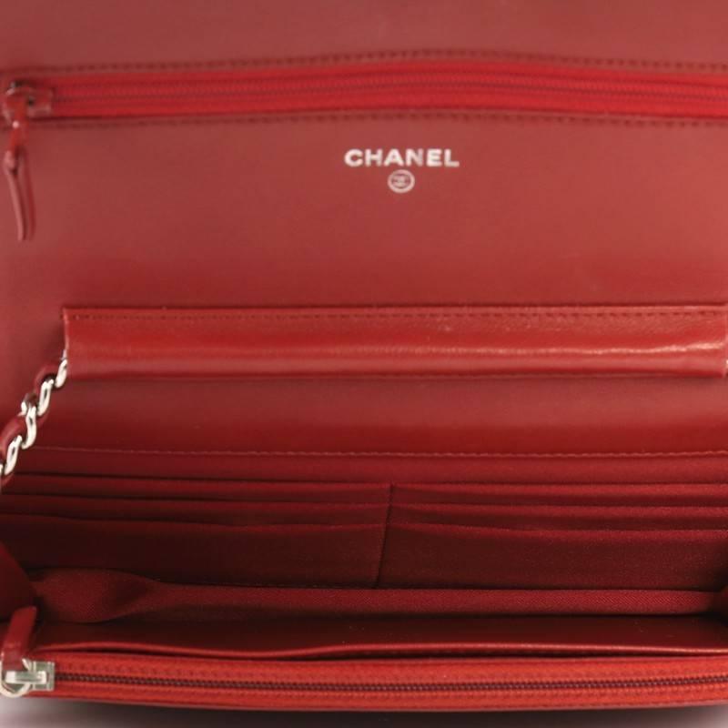 Red Chanel Wallet on Chain Camellia Lambskin 