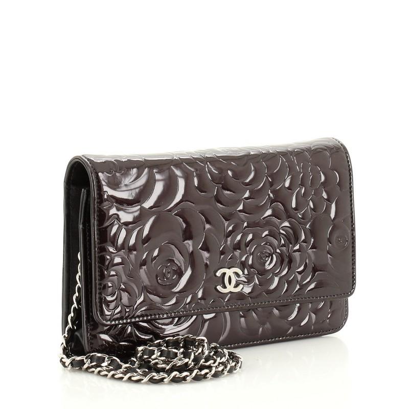 Black Chanel Wallet on Chain Camellia Patent
