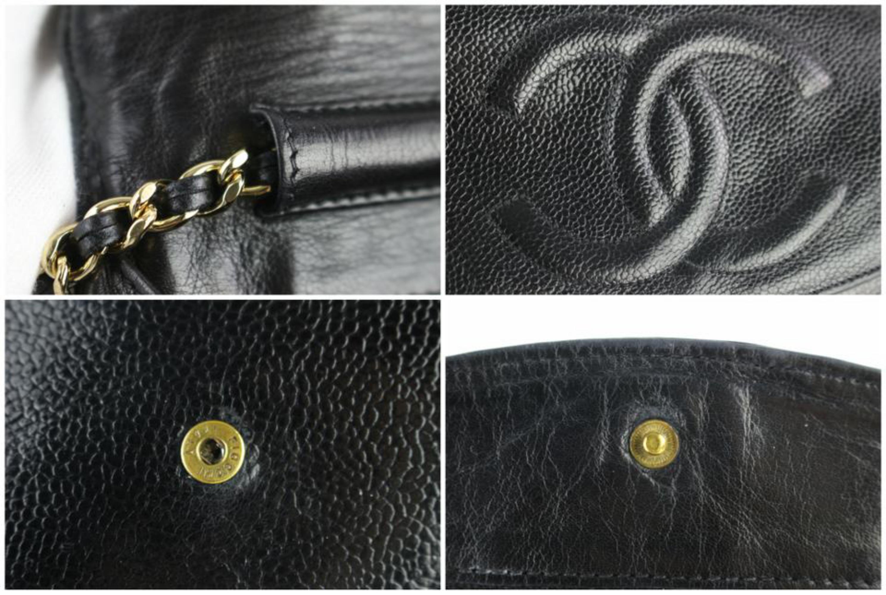 Chanel Wallet on Chain Caviar Flap 11cz0123 Black Leather Shoulder Bag For Sale 1