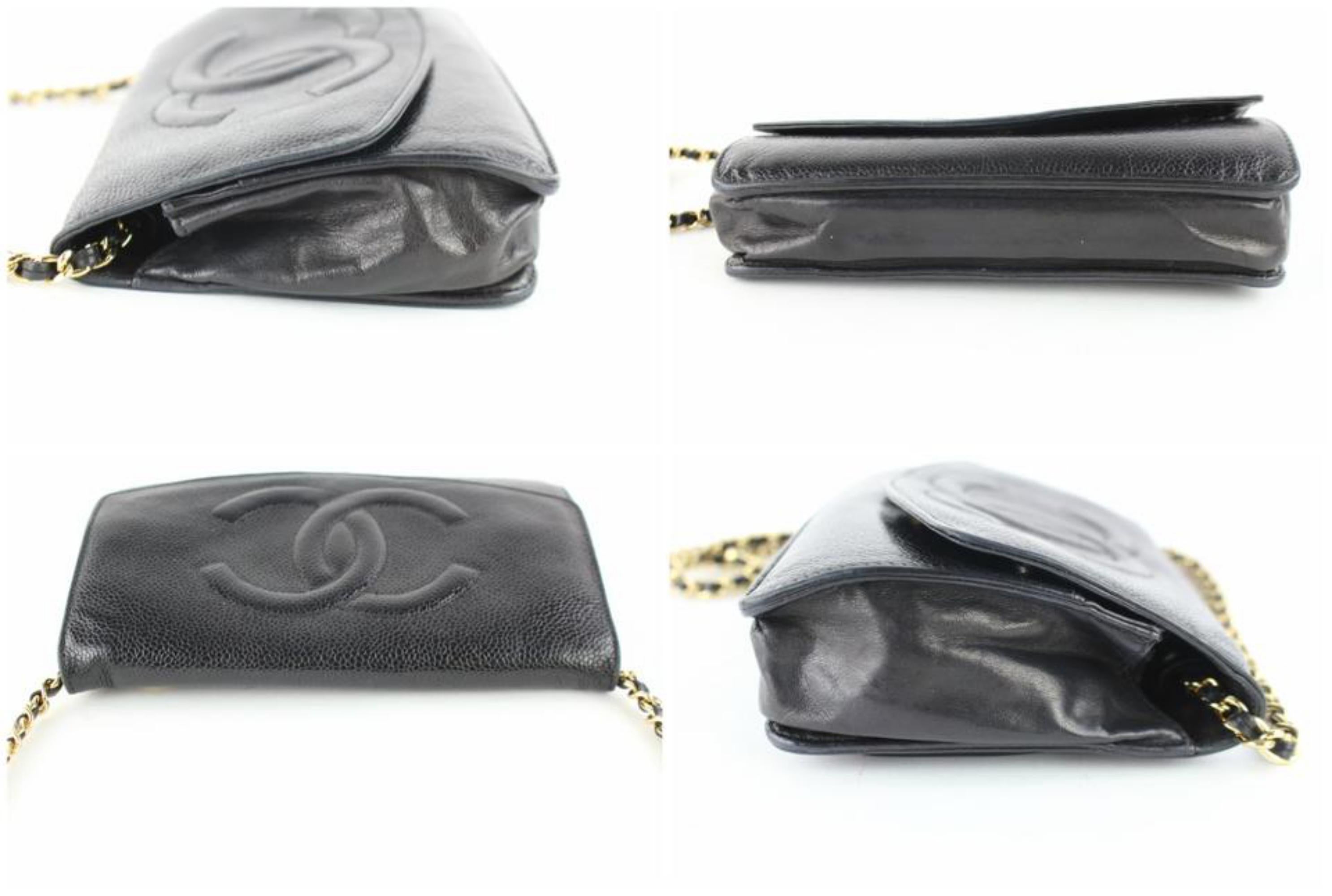 Chanel Wallet on Chain Caviar Flap 11cz0123 Black Leather Shoulder Bag For Sale 3