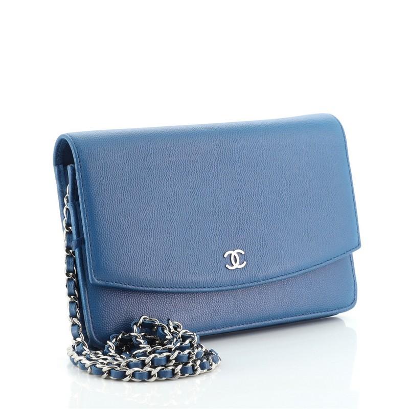 Blue Chanel Wallet on Chain Caviar