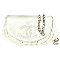 Vintage Chanel Wallet on Chain Caviar Half Moon Crescent Flap 2ca61 Off-white Leather