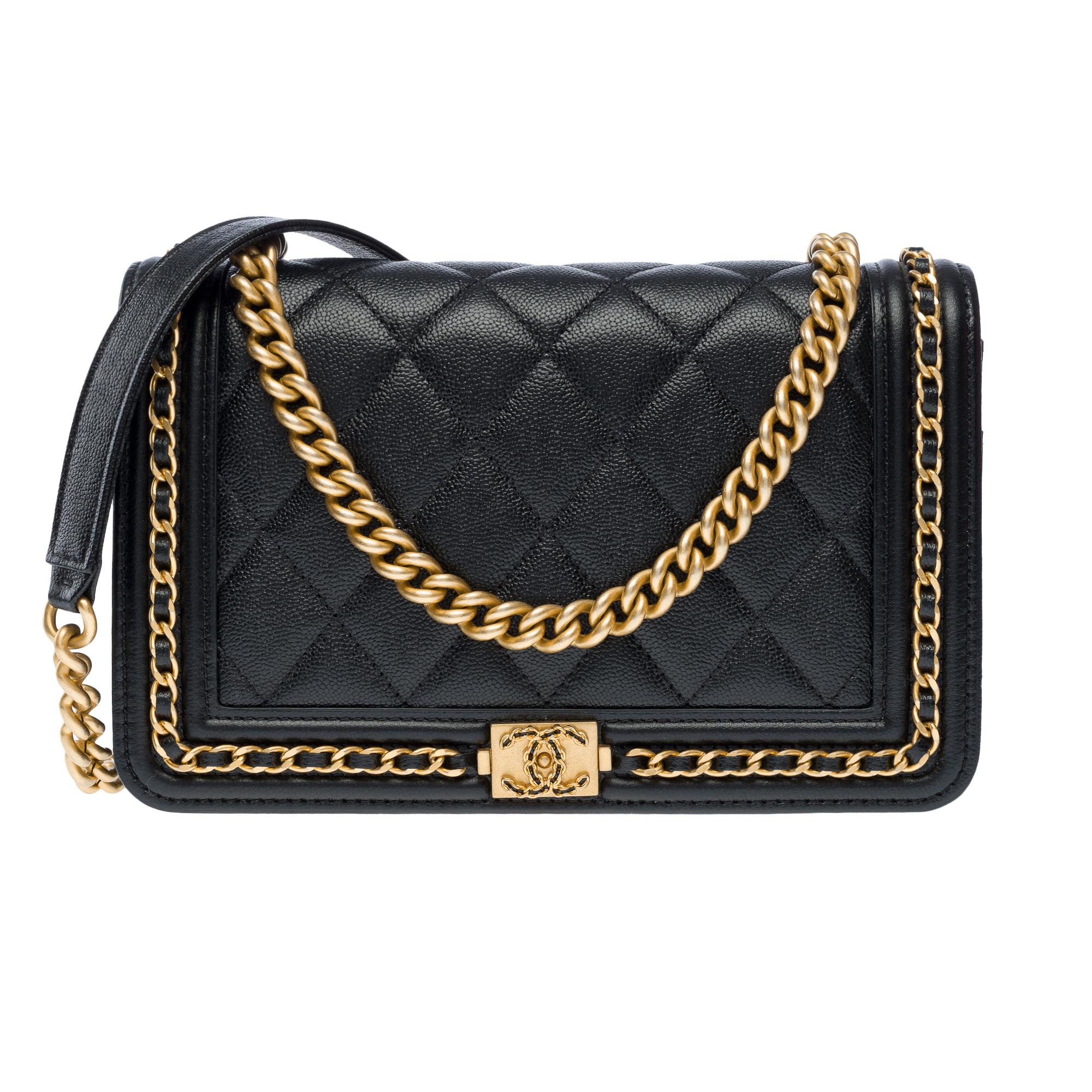 Chanel Wallet on Chain Chain Around shoulder bag in Black Caviar leather, GHW In New Condition For Sale In Paris, IDF