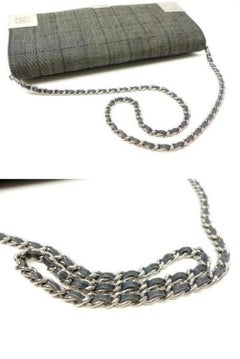 Chanel Wallet on Chain Charcoal Chocolate Bar Flap 228748 Denim Shoulder Bag